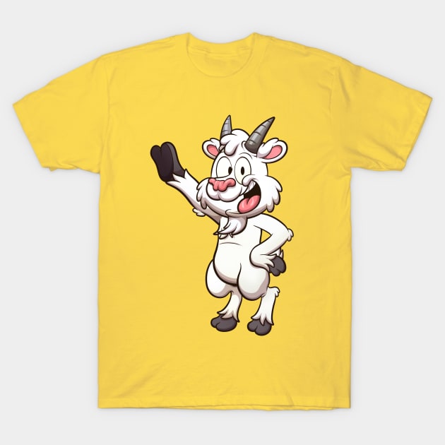 Friendly Smiling Cartoon Goat T-Shirt by TheMaskedTooner